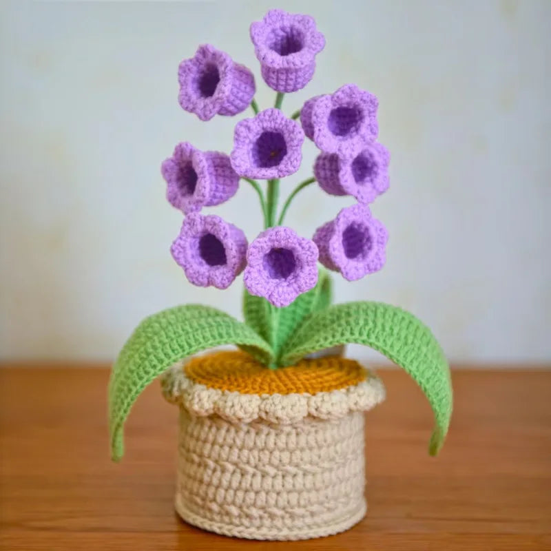 Lily of the Valley Lamp,Crochet Artificial Flowers with Night Lights,Cordless Table Lamp- Women Gift Ideas,Desk Home Decorations