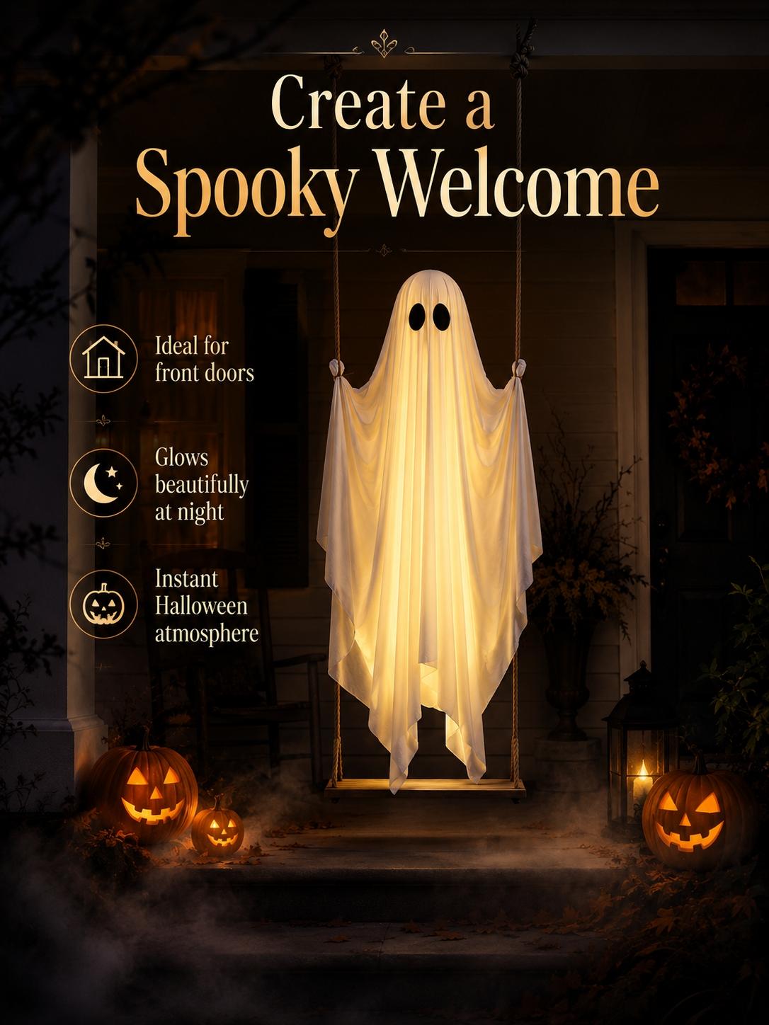 Large Halloween Hanging Swing Ghost Decoration, LED Lights with Remote Control for Outdoor Yard & Tree Hanging, Halloween Party Decor — product image 4