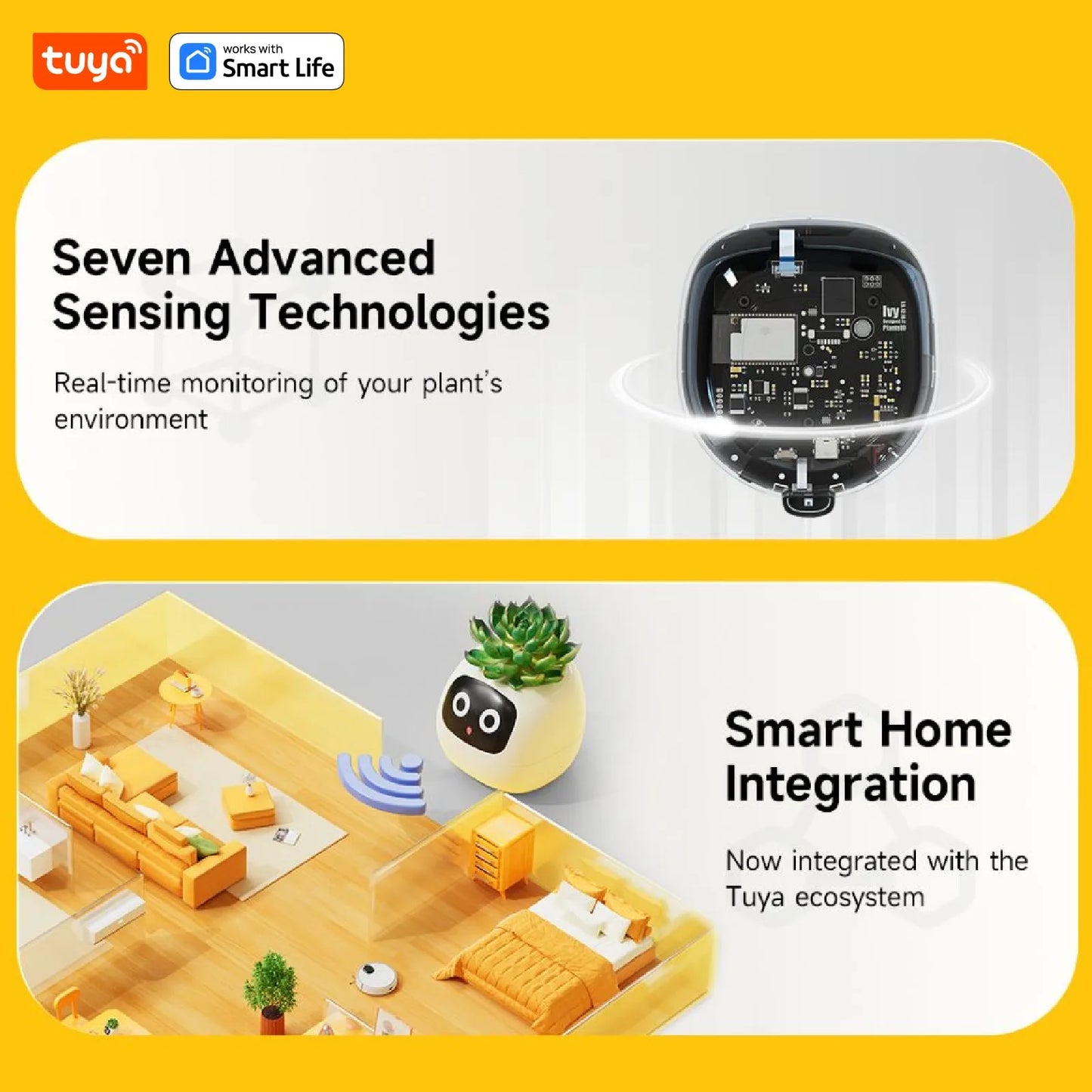 Gen2 Tuya Smart Pet Planter Robot Guidance on Plant Care with Emojis, Adorable Plant Companion with Rich Gesture Interaction, AI