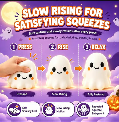 Ghost Squishy Stress-Relief Fidget Toy, Slow-Rising Sensory Squeeze Toy for Boys & Girls, Halloween Party Favor Gift