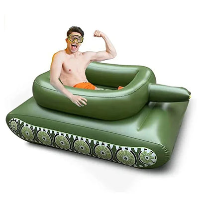 Army Tank Pool Float - Heavy Duty PVC Inflatable Mat for Adults & Kids (Camouflage)