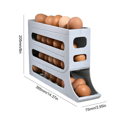 4 Layer Automatic Egg Roller Space Saving 30 Egg Container Rolling Egg Holder Plastic Egg Tray for Refrigerator Kichen Cabinet