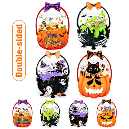 20 Pcs Halloween Gift Bags, Plastic Candy Bags, Trick or Treat Bags with Handle,Featuring Cauldron and Pumpkin Designs. Ideal for Students, Teachers, and Neighbors, Perfect for Storing Classroom Snacks and as Party Favors at Halloween Birthday Parties