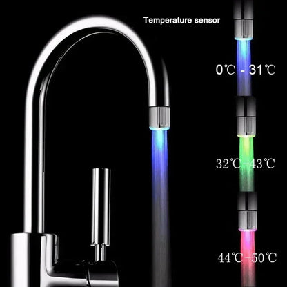 LED Temperature Sensitive 3-Color Light-Up Faucet Kitchen Bathroom Glow Water Saving Faucet Aerator Tap Nozzle Shower