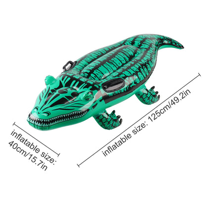 1PC Adventure-Ready Crocodile Inflatable Ride-On with Handles, Summer Thickened Pool Float for Kids & Adults,