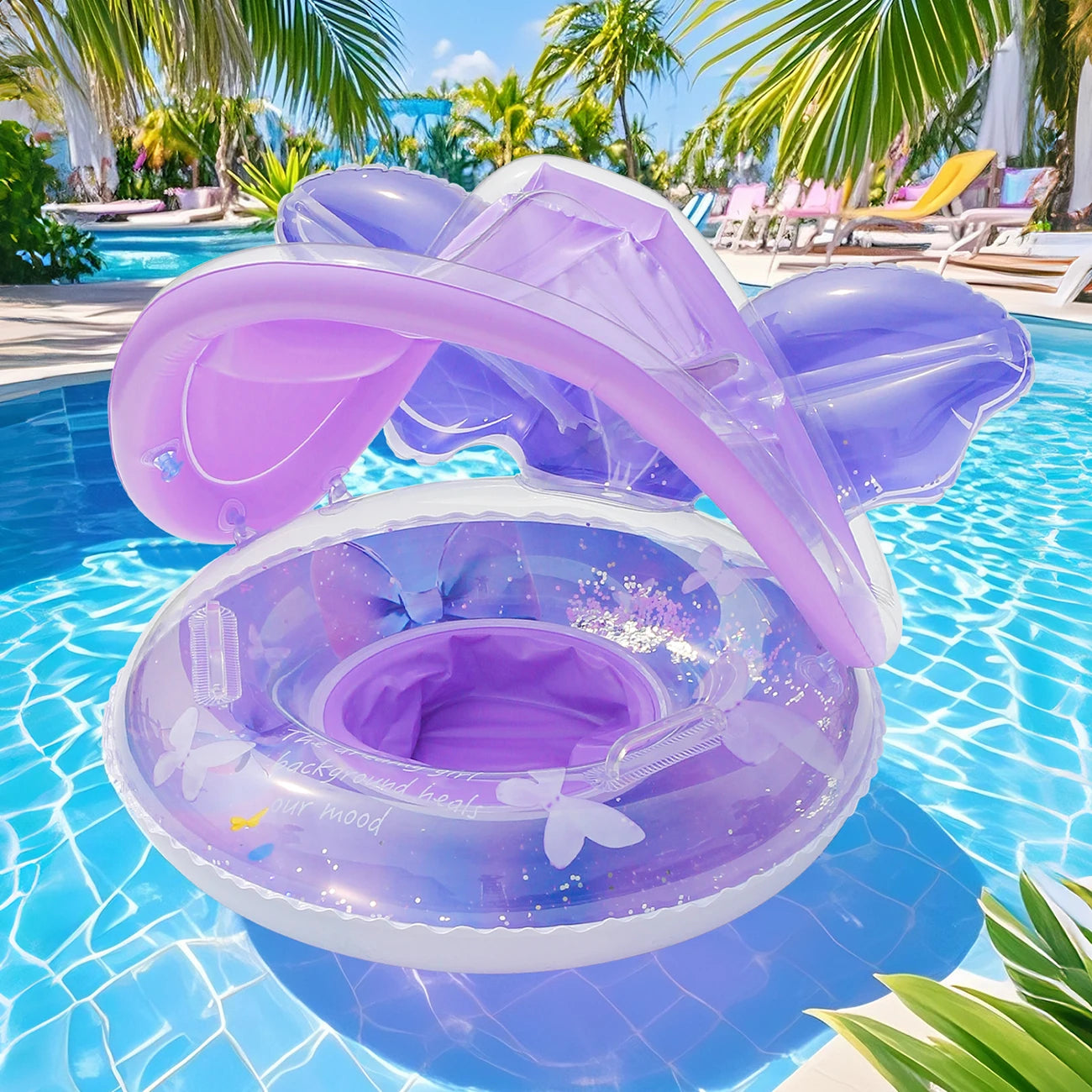 1PC Canopy Pool Float Ring, Inflatable Swim Tube, Swimming Accessories, for Summer Water Sports, Swim Ring, Pool Float Gear