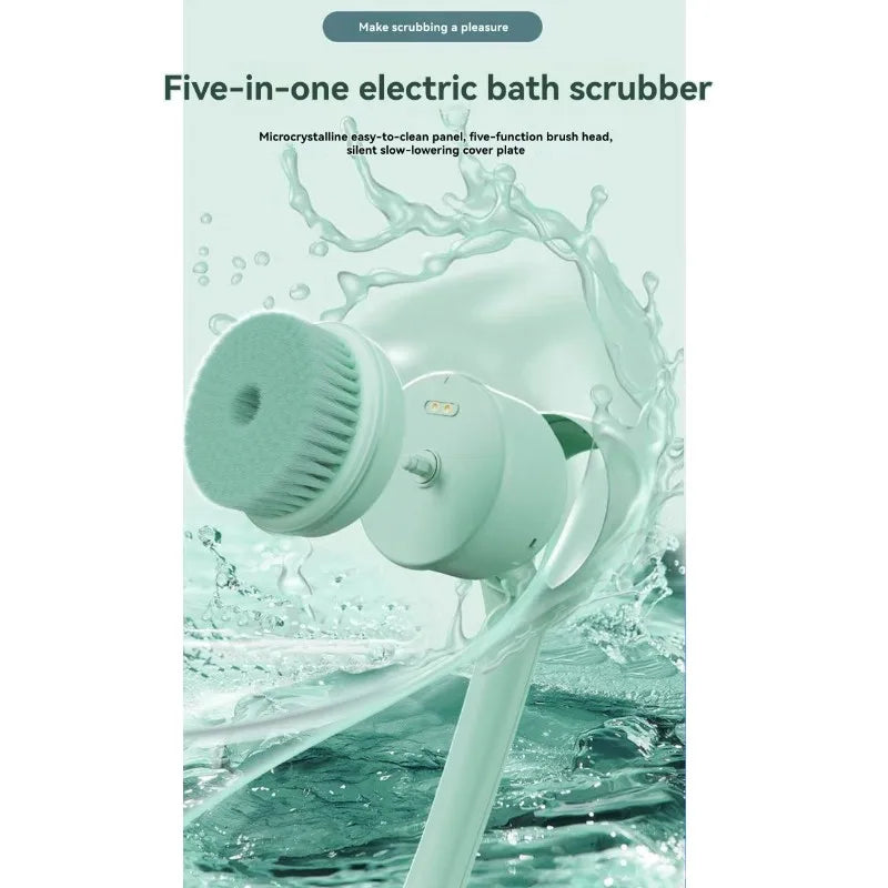 【ESSENTIALS 】Fully Automatic Bath Exfoliating Brush, Electric Bath Massage Brush, Bath Scrubbing Artifact Back-Mounted Design
