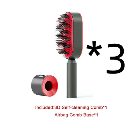 Self Cleaning Hair Brush for Women One-Key Cleaning Hair Loss Airbag Massage Scalp Comb Anti-Static Hairbrush