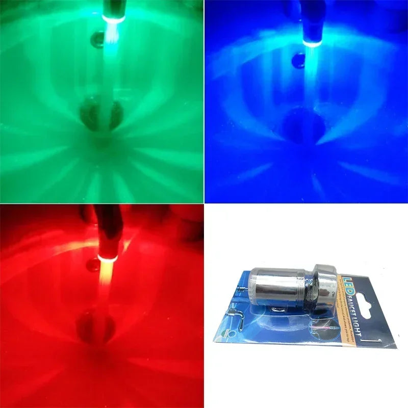 LED Temperature Sensitive 3-Color Light-Up Faucet Kitchen Bathroom Glow Water Saving Faucet Aerator Tap Nozzle Shower