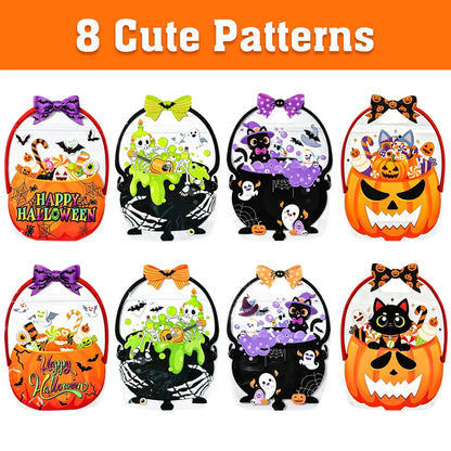 20 Pcs Halloween Gift Bags, Plastic Candy Bags, Trick or Treat Bags with Handle,Featuring Cauldron and Pumpkin Designs. Ideal for Students, Teachers, and Neighbors, Perfect for Storing Classroom Snacks and as Party Favors at Halloween Birthday Parties