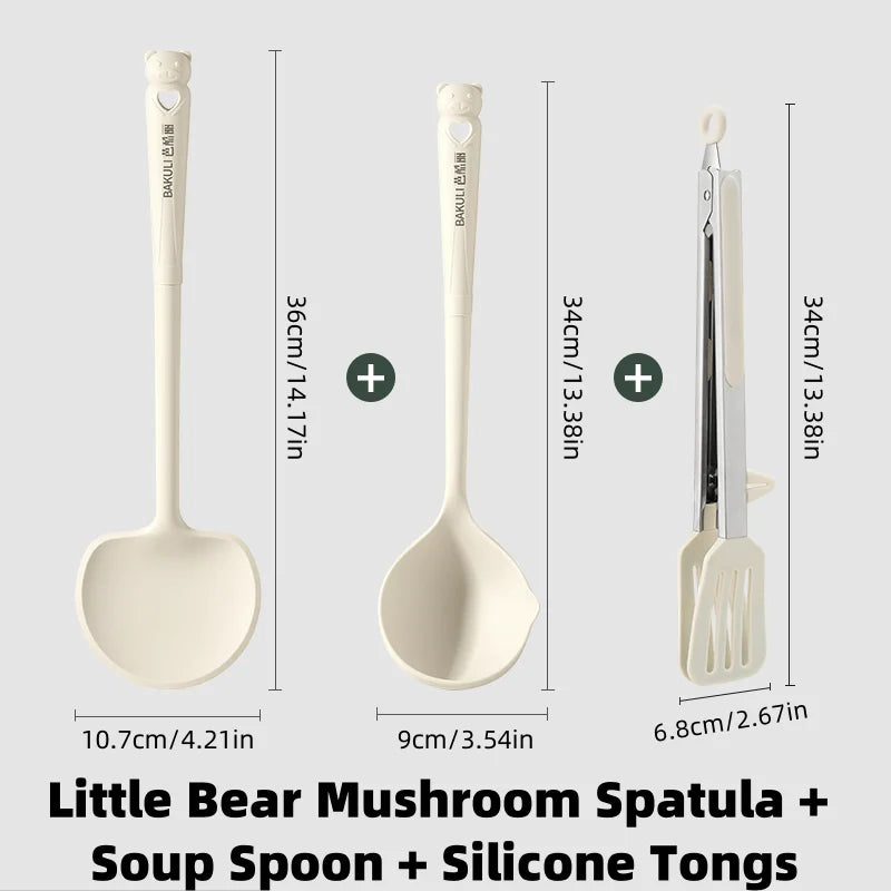Kitchen Essentials Heat-Resistantsilicone Mushroom Spatula, Soup Spoon, Bowl Catcher, Grill Clip, Kitchen Tools, Hook Storage