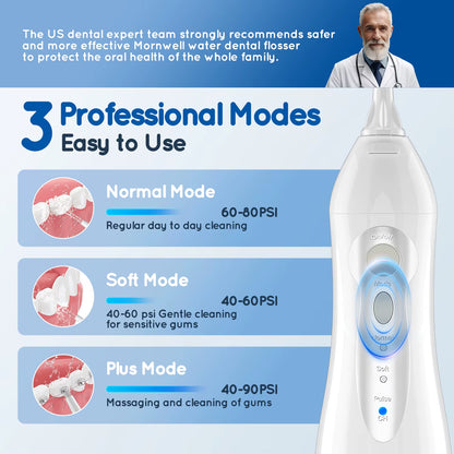 Water Flosser Teeth Picks 6 Jets 3 Modes Portable Cordless D52 Water Floss for Teeth Cleaner IPX7 Waterproof Oral Picks
