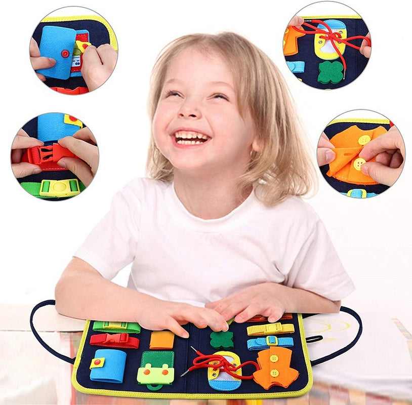 New Busy Book Children'S Busy Board Dressing and Buttoning Learning Baby Early Education Preschool Sensory Learning Toy