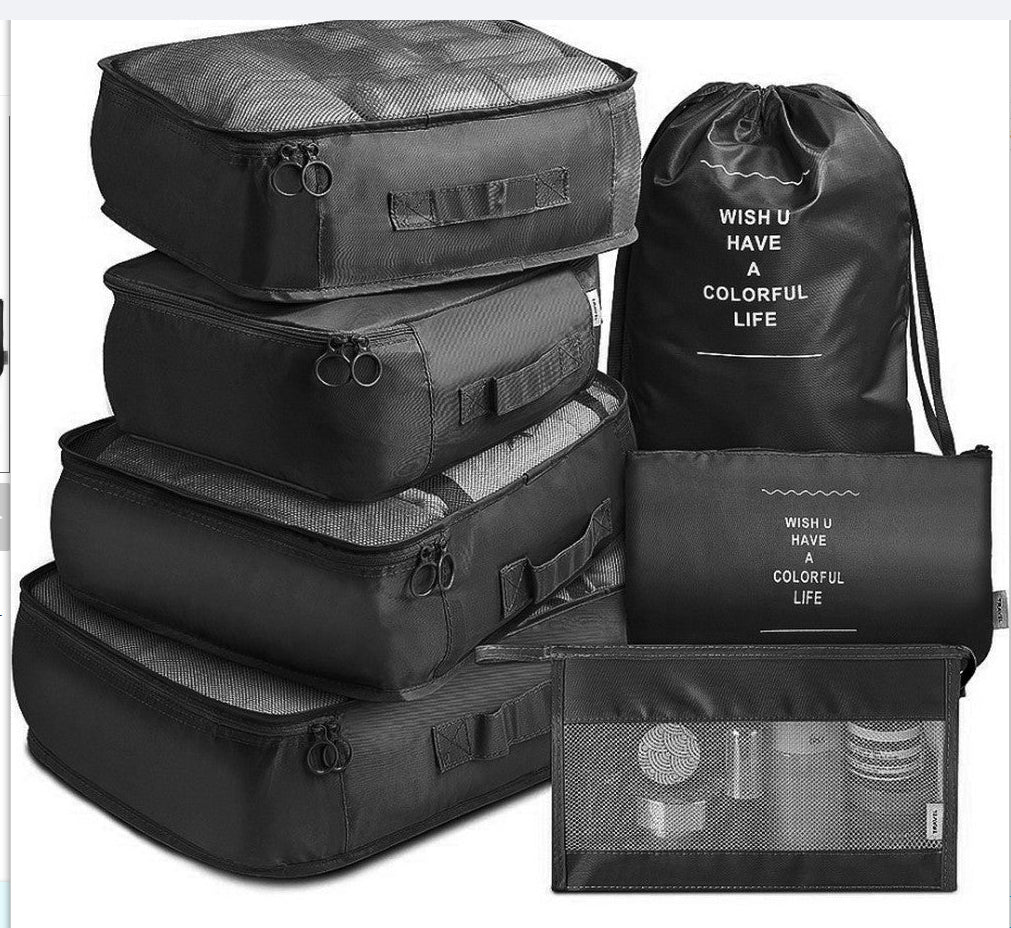 8-Piece Set Luggage Divider Bag Travel Storage Clothes Underwear Shoes Organizer Packing Cube Bag