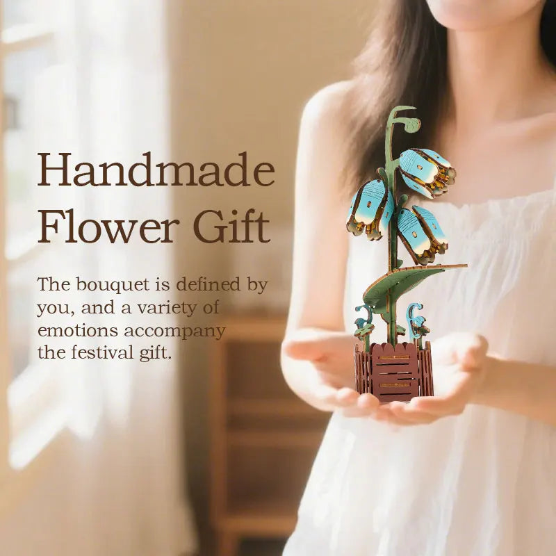 3D Flower Wooden Puzzles, DIY Wooden Flowers Model Kit Building Set Crafts for Adults to Build, Botanical Collection Gift Ideas