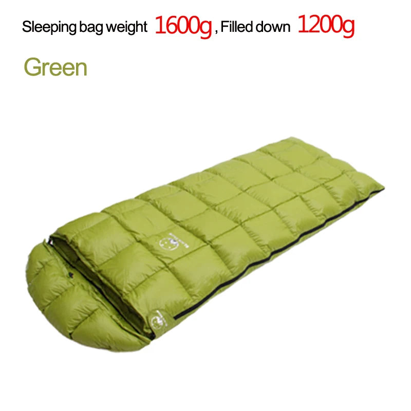 White Goose down Sleeping Bag,The Cap Is Detachable,Open to Serve as a Quilt Winter and Spring Chequer Envelope Style Bag
