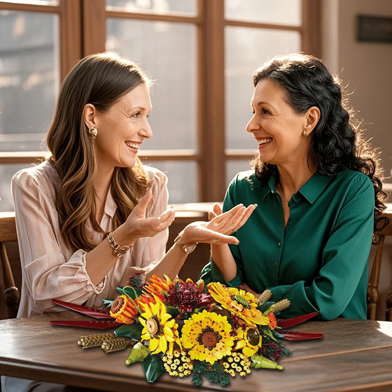 Van Gogh Sunflowers 1328Pcs Building Blocks with Vase, Art Building Toys, DIY Flower Bouquet Home Decor, Gift Ideas Women Girls