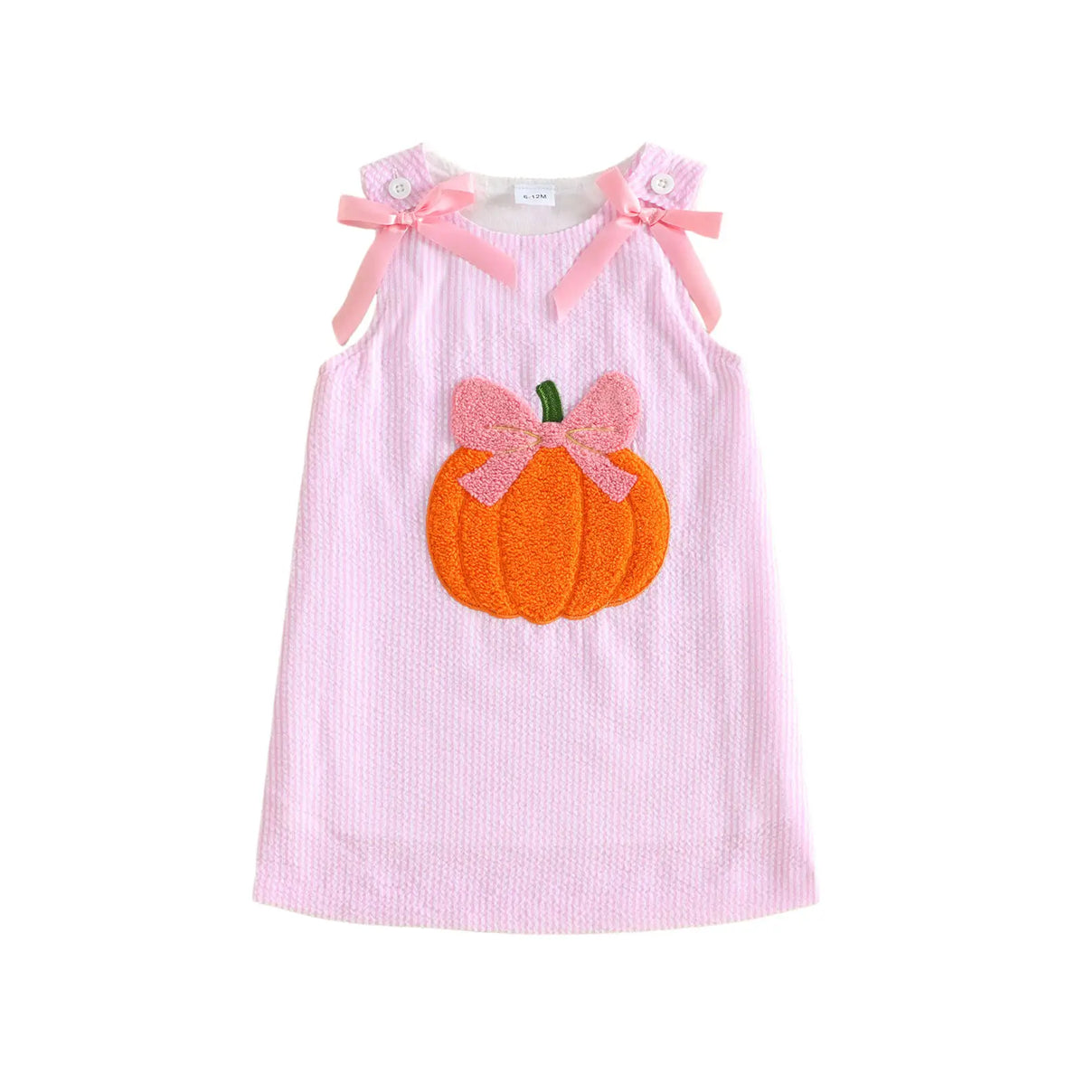 Toddler Baby Little Girl Halloween Dress with Bows Striped Pumpkin Sleeveless Dress Fall 6M-4T