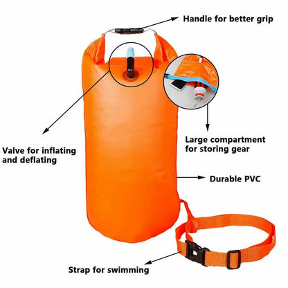 Swim Buoy Float for Open Water Swimming Safety Float with Adjustable Waist Belt Waterproof Dry Bag for Swim Train Kayaker