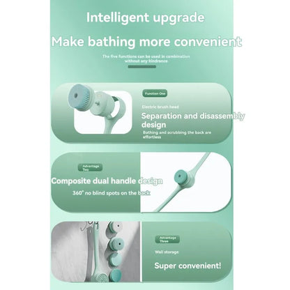 【ESSENTIALS 】Fully Automatic Bath Exfoliating Brush, Electric Bath Massage Brush, Bath Scrubbing Artifact Back-Mounted Design