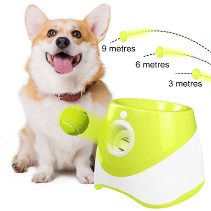 Pet Prime Automatic Dog Ball Thrower Launcher Interative Dog Fetch Machine with 3 Tennis Balls for Indoor/Outdoor Throwing Game