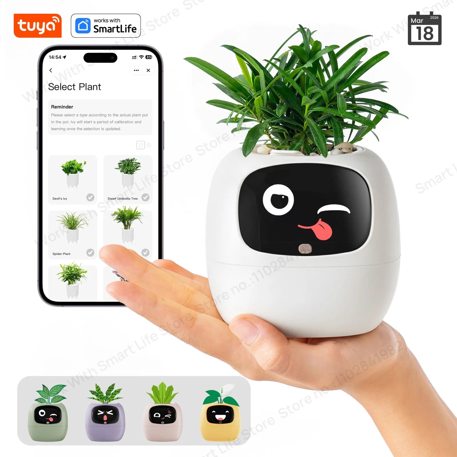 Gen2 Tuya Smart Pet Planter Robot Guidance on Plant Care with Emojis, Adorable Plant Companion with Rich Gesture Interaction, AI