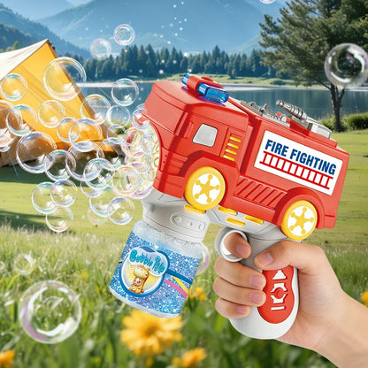 Kids Automatic Bubble Gun LED Light & Refill Solution – Leakproof Bubble Blaster, Outdoor Toys Toddlers 3-8, Birthday Gift, Easter Stuffer, Wedding & Party Supplies