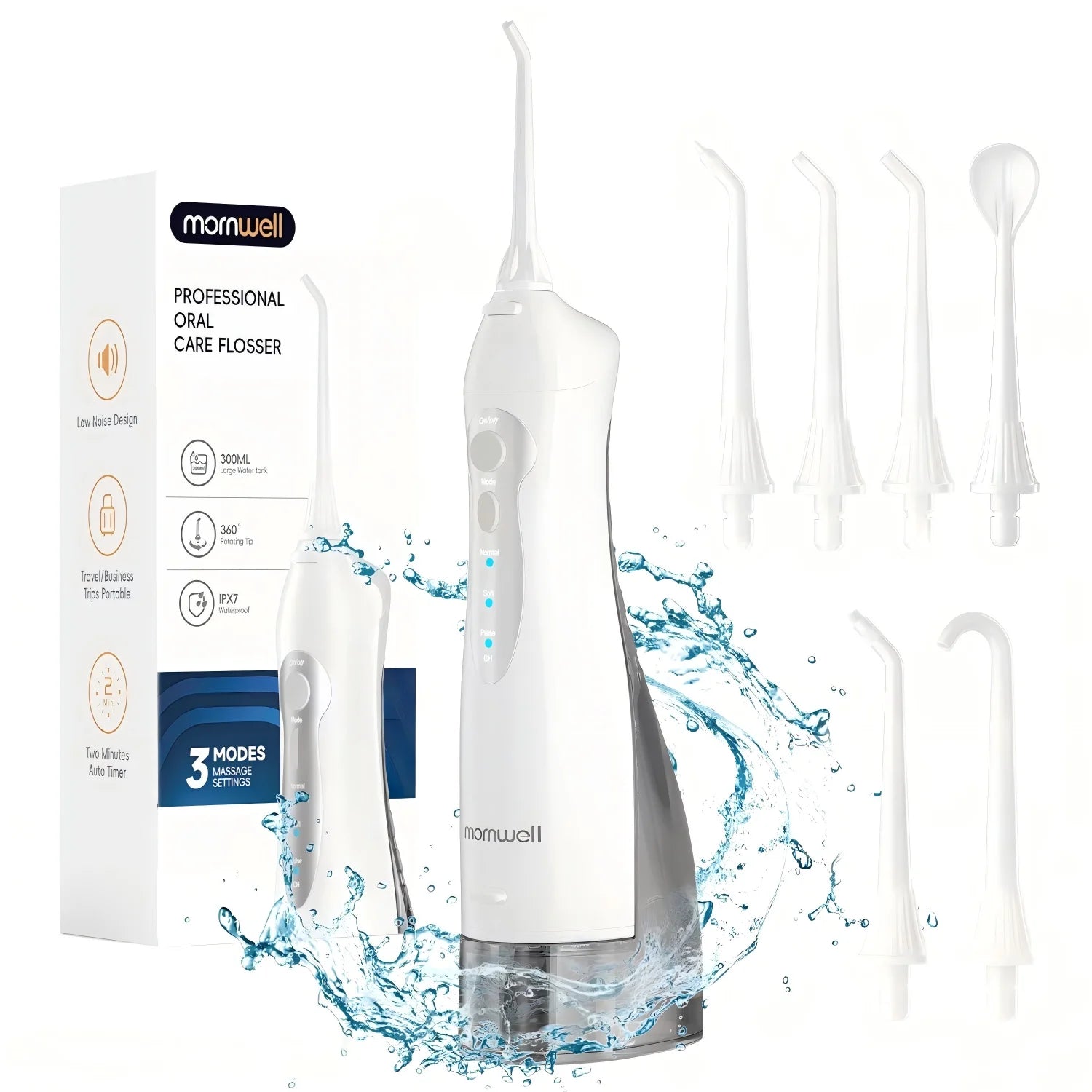 Water Flosser Teeth Picks 6 Jets 3 Modes Portable Cordless D52 Water Floss for Teeth Cleaner IPX7 Waterproof Oral Picks