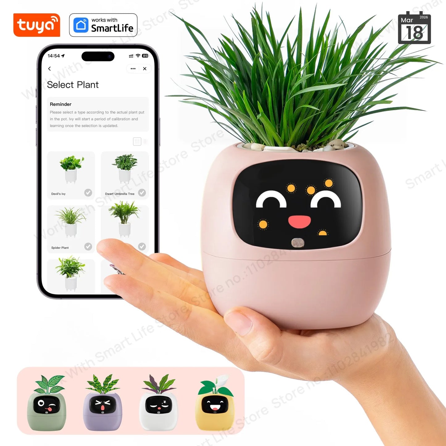 Gen2 Tuya Smart Pet Planter Robot Guidance on Plant Care with Emojis, Adorable Plant Companion with Rich Gesture Interaction, AI