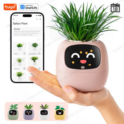 Gen2 Tuya Smart Pet Planter Robot Guidance on Plant Care with Emojis, Adorable Plant Companion with Rich Gesture Interaction, AI
