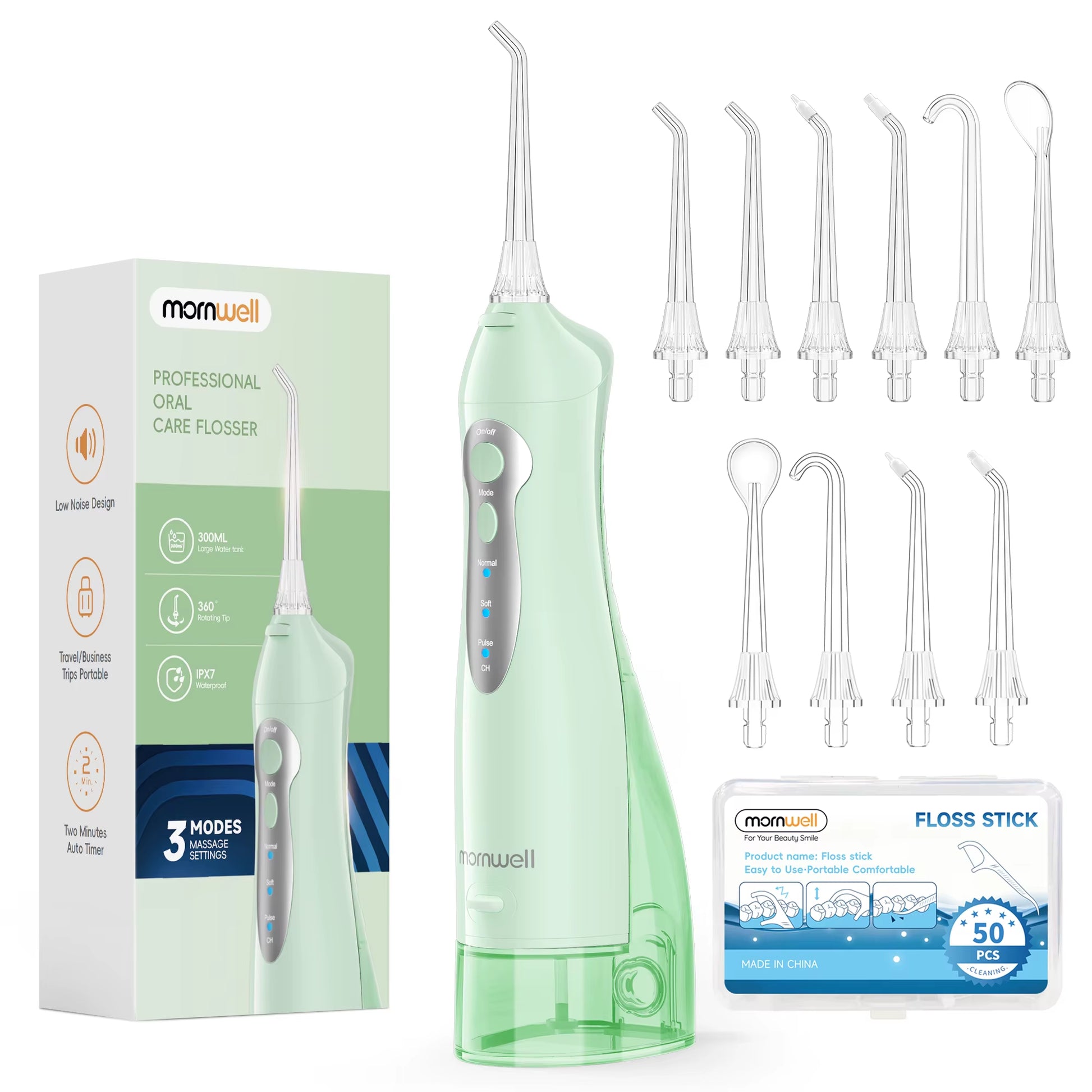 Water Flosser Teeth Picks 6 Jets 3 Modes Portable Cordless D52 Water Floss for Teeth Cleaner IPX7 Waterproof Oral Picks