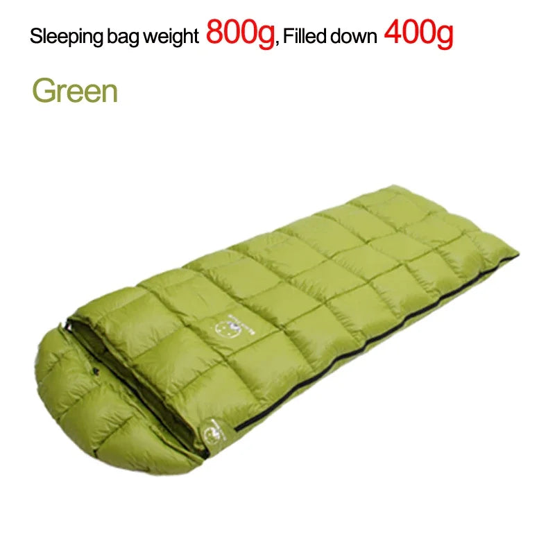 White Goose down Sleeping Bag,The Cap Is Detachable,Open to Serve as a Quilt Winter and Spring Chequer Envelope Style Bag