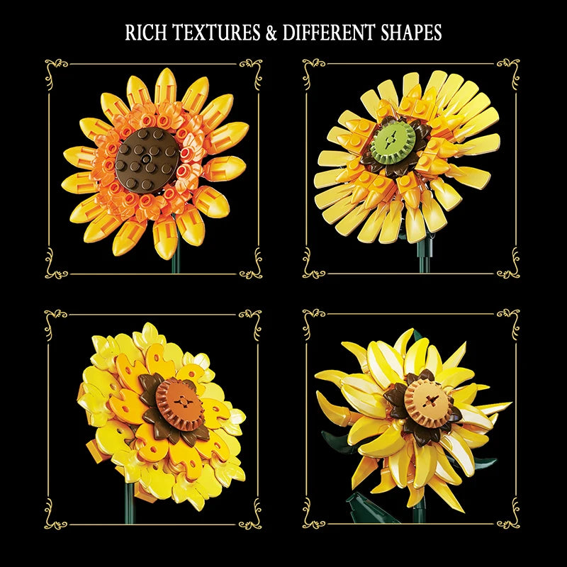 Van Gogh Sunflowers 1328Pcs Building Blocks with Vase, Art Building Toys, DIY Flower Bouquet Home Decor, Gift Ideas Women Girls