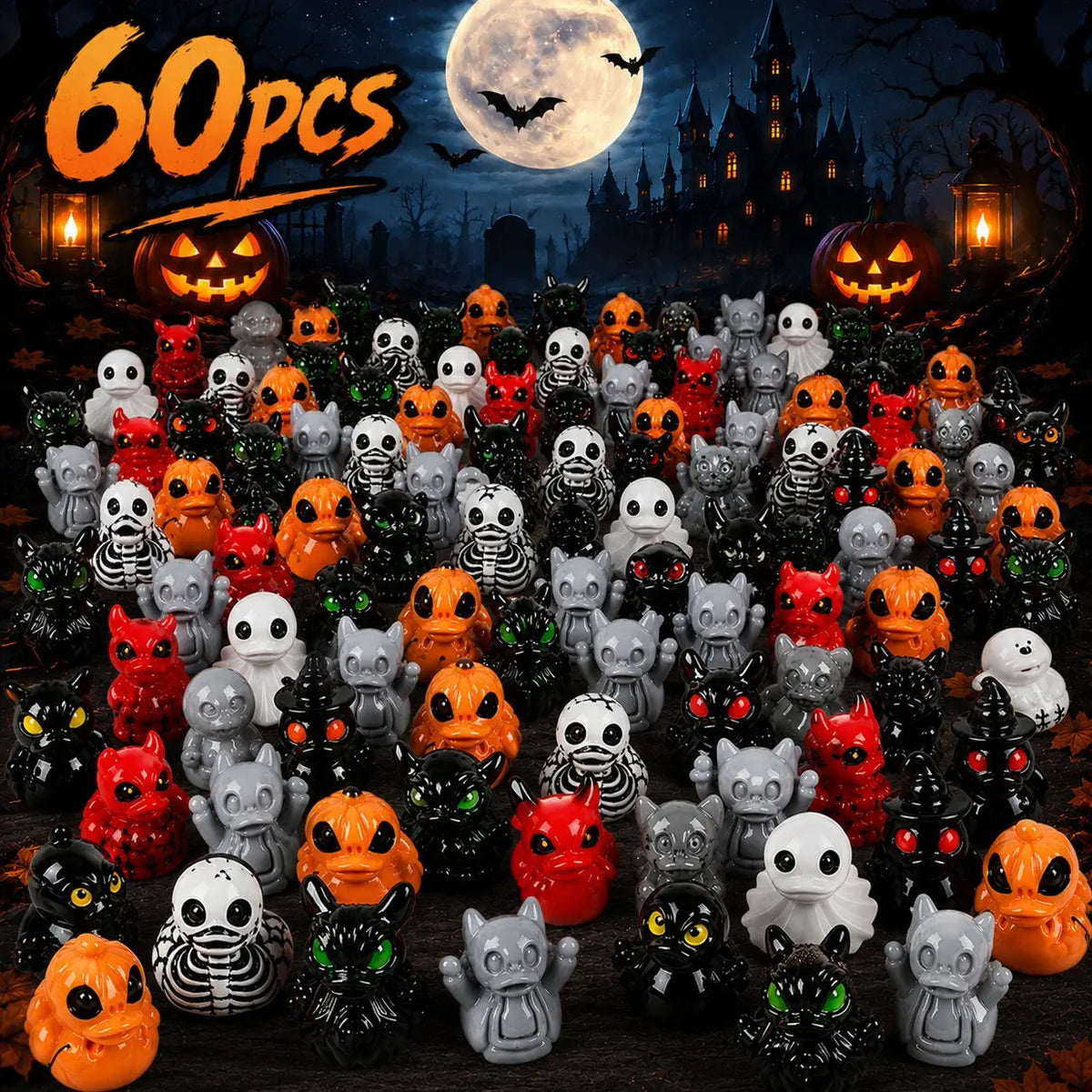 Halloween 20/40/60Pcs Party Decorations - Skeletons, Pumpkins, Ghosts, and More for Festive Celebrations