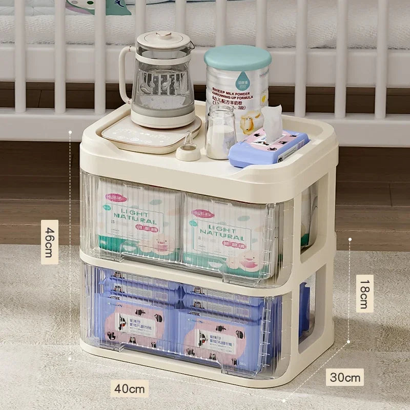 Baby Product Storage Rackmobile Stroller Organizerbottle and Tableware Drainage Boxdustproof Storage Cabinet for Baby Essentials