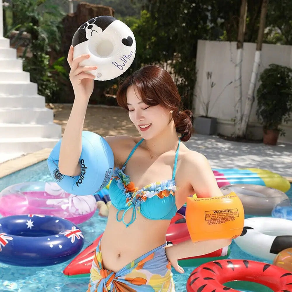 2Pcs Kids &Adult Inflatable Arm Bands Ring Swimming Arm Floats Pool Arm Bands Float Swimming Ring Child Inflatable Pool Float