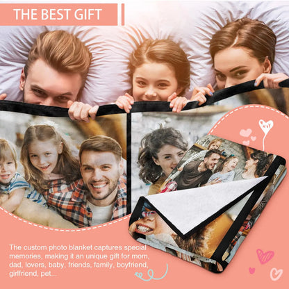 1Pc Customized Blanket Your Design Logo Family Photo Print Warm Smooth Blanket Custom for Lover Mom for Father' Day Gift Ideas