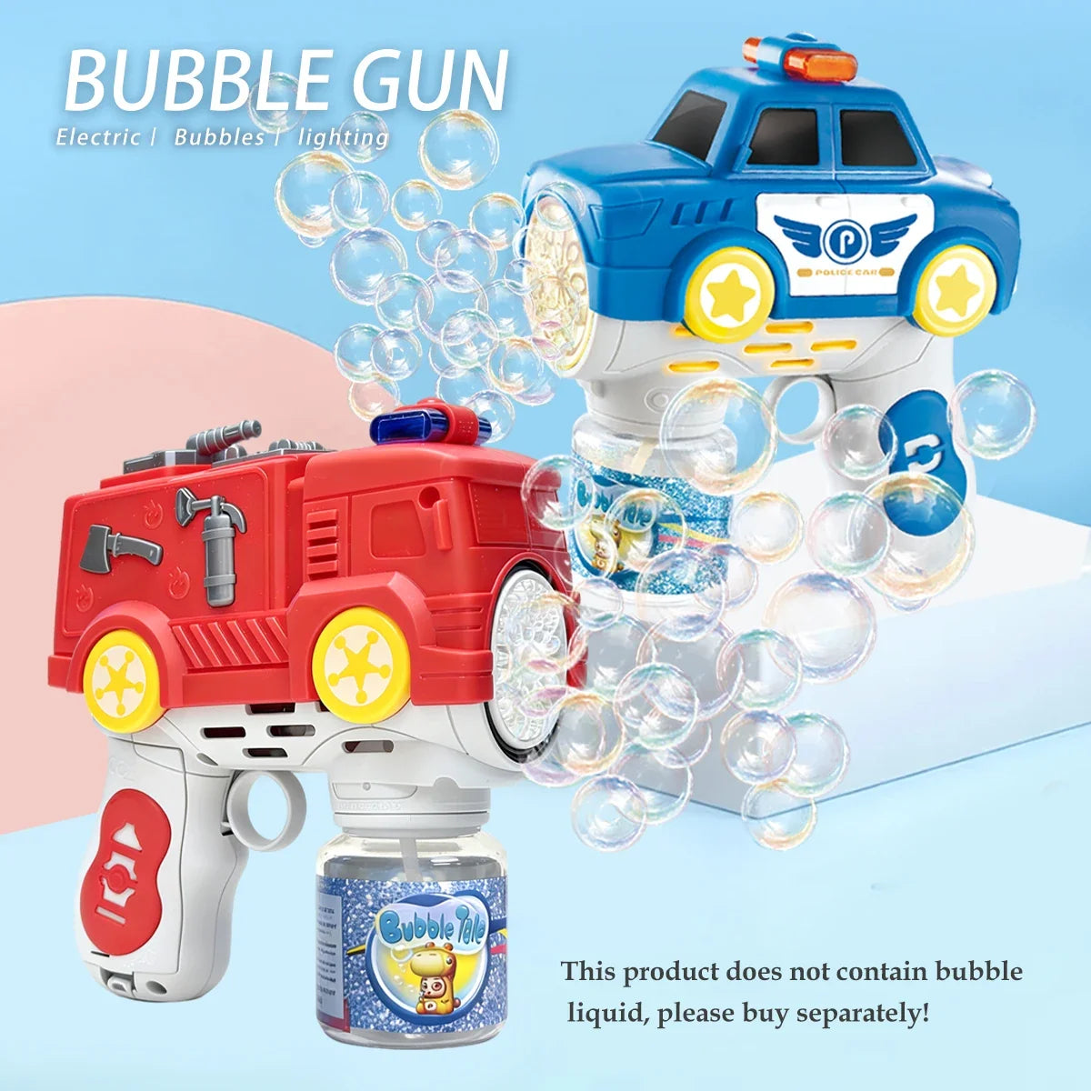 Kids Automatic Bubble Gun LED Light & Refill Solution – Leakproof Bubble Blaster, Outdoor Toys Toddlers 3-8, Birthday Gift, Easter Stuffer, Wedding & Party Supplies
