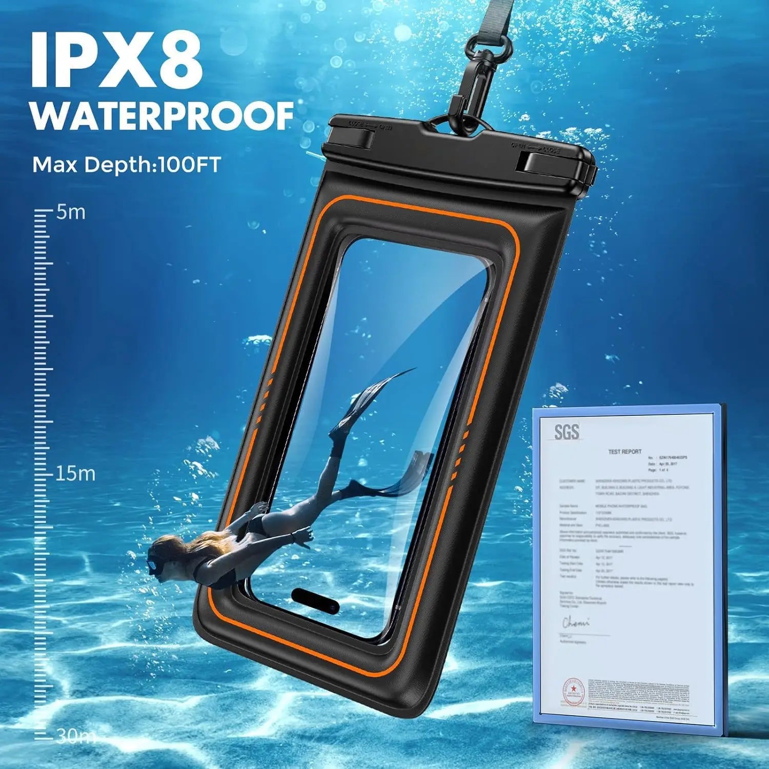 Floating Waterproof Phone Pouch, IPX8 Waterproof Phone Case Dry Bag Kayak/Beach/Cruise Travel Essentials,For Iphone, Samsung