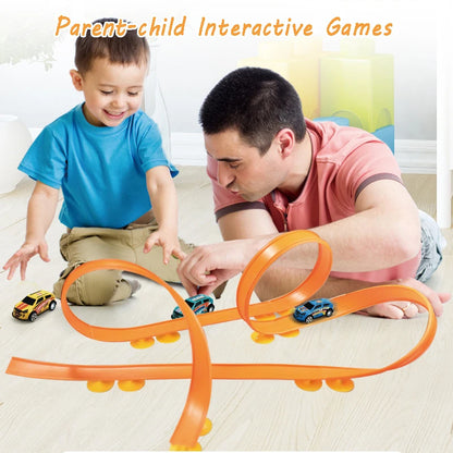Flexible Race Car Ramp Track Kid Toy Set DIY Assembled Turborace Track Portable Travel Toy Catapult Rail Racing Roll Race Track
