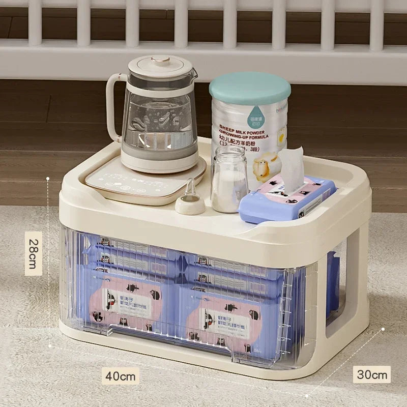 Baby Product Storage Rackmobile Stroller Organizerbottle and Tableware Drainage Boxdustproof Storage Cabinet for Baby Essentials