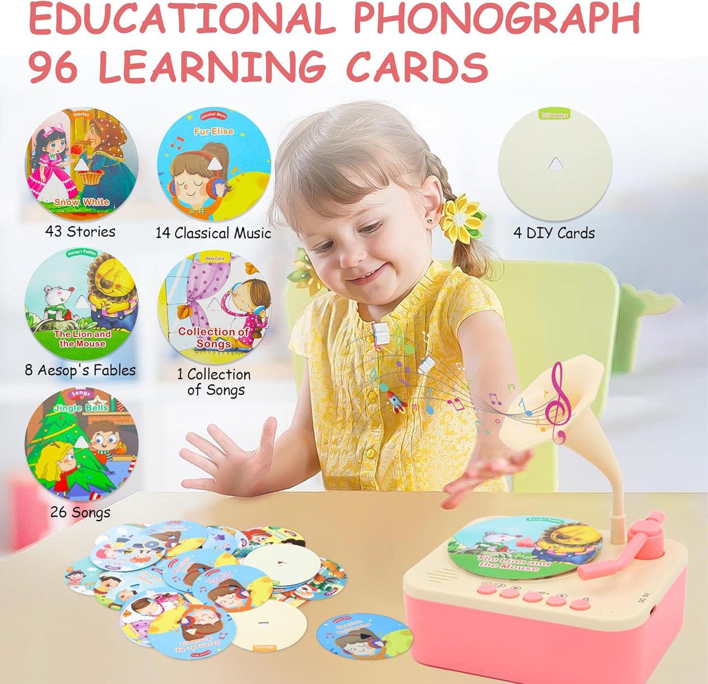 Kids Story & Music Player with 96 Learning Cards