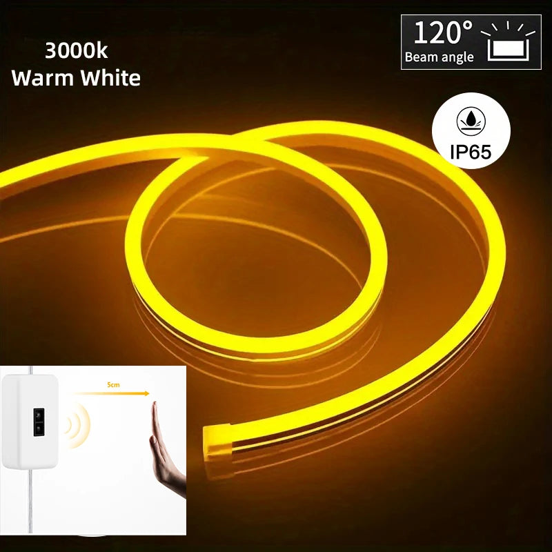 Neon LED Light Strip 5V USB Smart Gesture Sensor Dimmer Switch Flexible Waterproof Silicone Neon Sign Rope Tupe Room Decoration