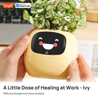 Gen2 Tuya Smart Pet Planter Robot Guidance on Plant Care with Emojis, Adorable Plant Companion with Rich Gesture Interaction, AI
