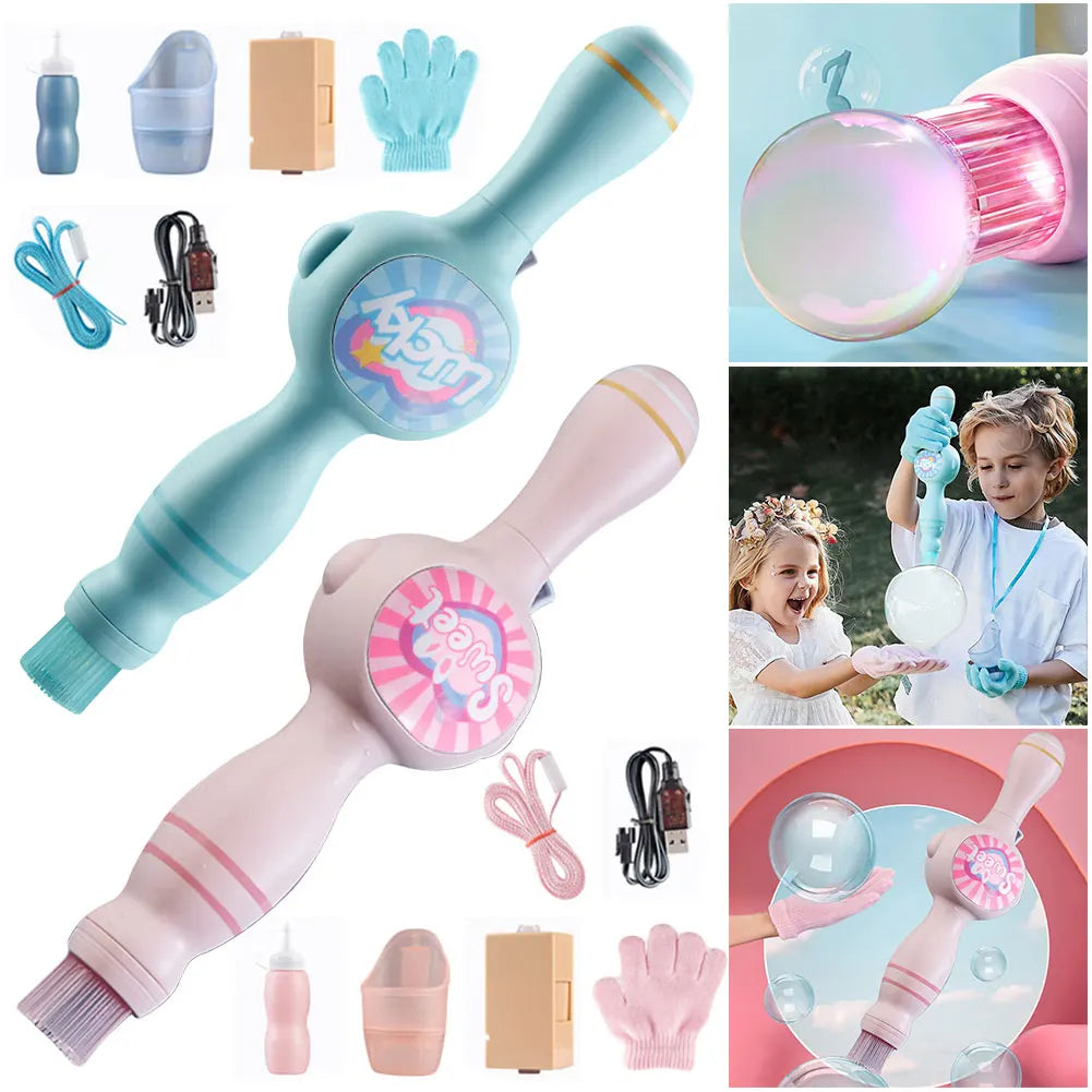 Elastic Smoke Bubble Wand USB Rechargeable Automatic Bubble Blower Machine Portable Bubble Maker for Kids Summer Outdoor Toys