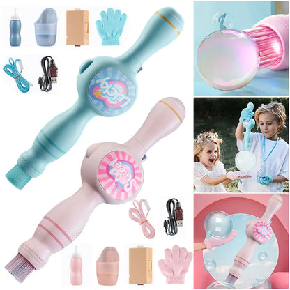 Elastic Smoke Bubble Wand USB Rechargeable Automatic Bubble Blower Machine Portable Bubble Maker for Kids Summer Outdoor Toys