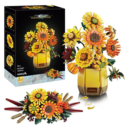 Van Gogh Sunflowers 1328Pcs Building Blocks with Vase, Art Building Toys, DIY Flower Bouquet Home Decor, Gift Ideas Women Girls