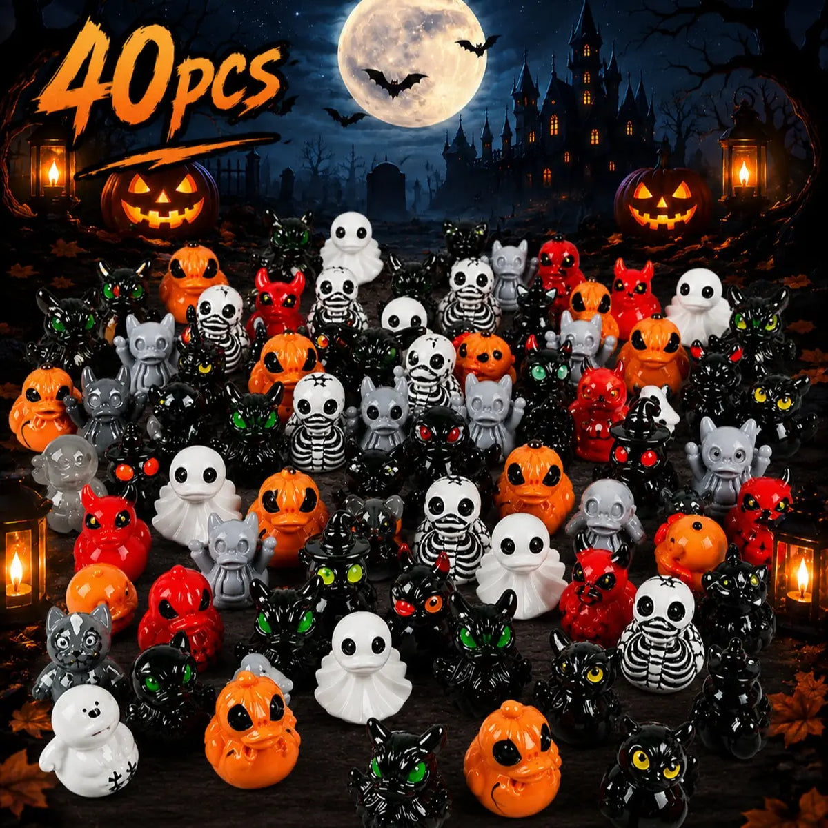 Halloween 20/40/60Pcs Party Decorations - Skeletons, Pumpkins, Ghosts, and More for Festive Celebrations
