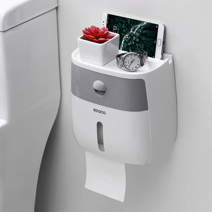 Waterproof Toilet Paper Holder Plastic Paper Towels Holder Wall Mounted Bathroom Shelf Storage Box Portable Toilet Roll Holder