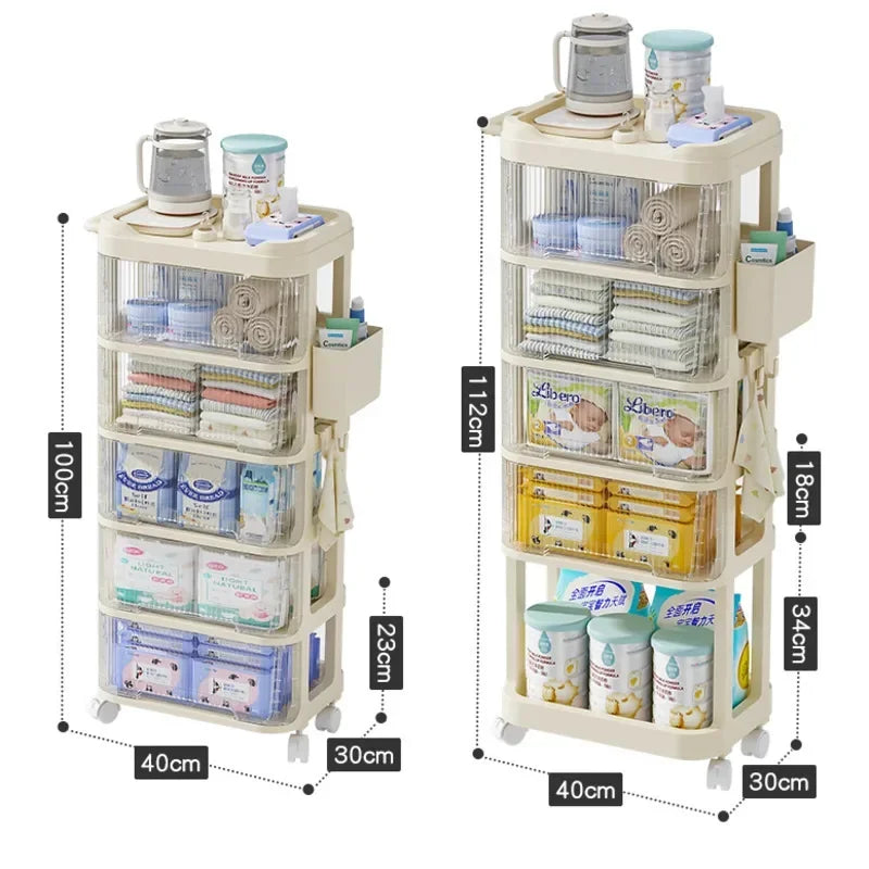 Baby Product Storage Rackmobile Stroller Organizerbottle and Tableware Drainage Boxdustproof Storage Cabinet for Baby Essentials